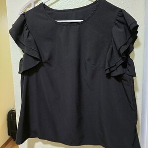 SHEIN Black Ruffle Sleeve Blouse